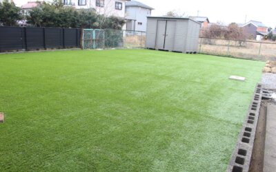 砂利撤去と人工芝施工（瑞穂市）